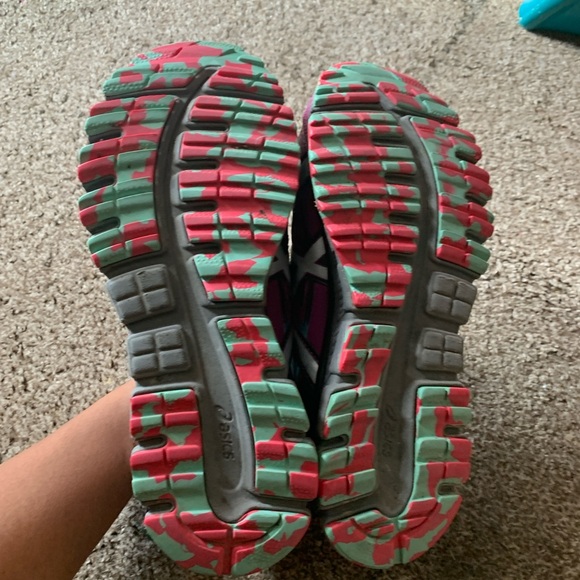 Asics Gel Scram 3 Trail Running Shoes Purple Black Pink Aqua Women's Size 9.5 - Picture 3 of 6